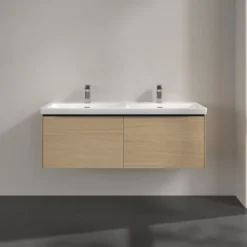 V&b subway 3.0 servantskap 127x42 f/dobbel servant nordic oak håndtak i volcano black