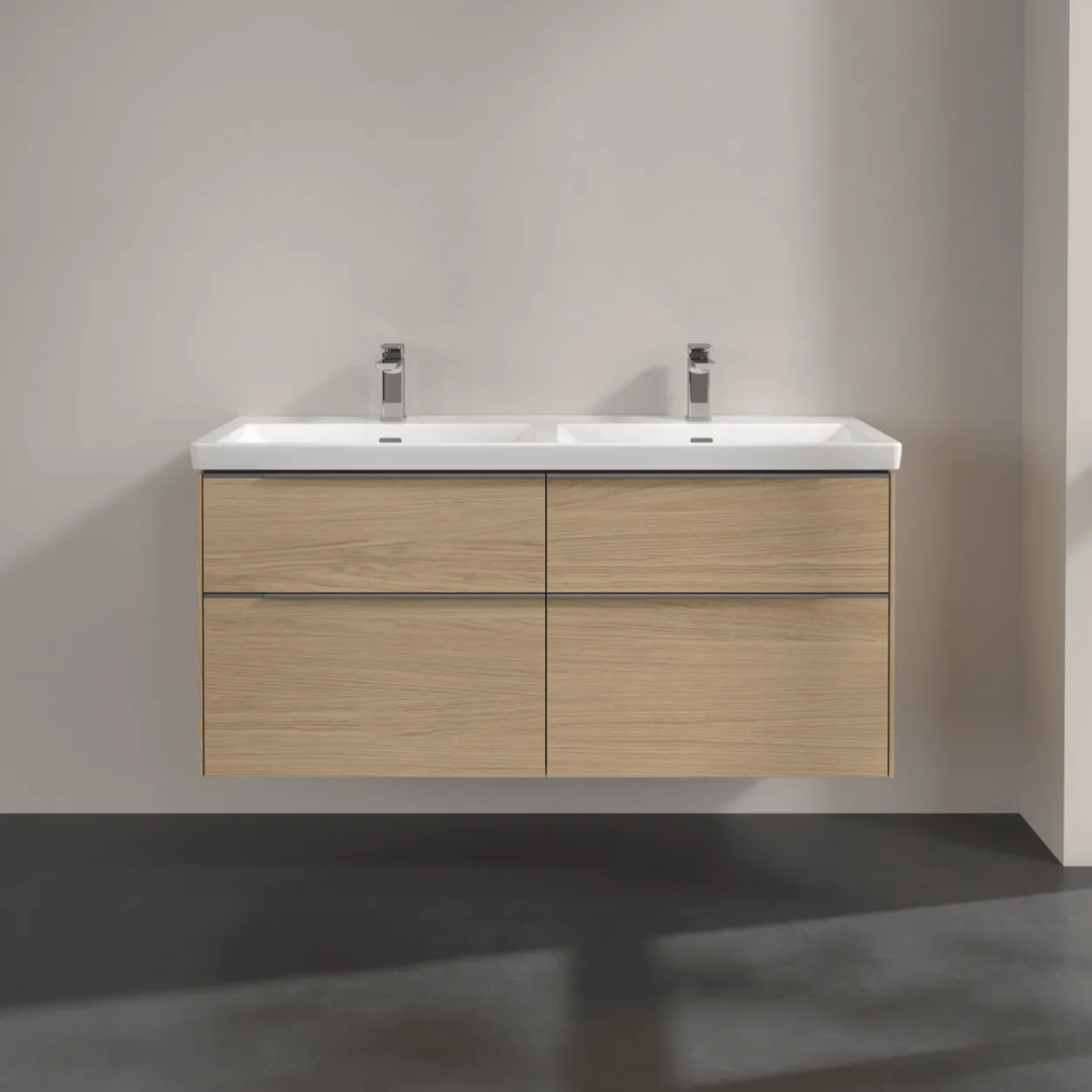 V&b subway 3.0 servantskap 127x57 f/dobbel servant nordic oak håndtak i krom