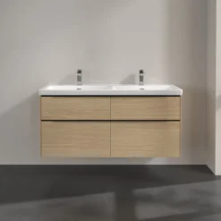 V&b subway 3.0 servantskap 127x57 f/dobbel servant nordic oak håndtak i volcano black