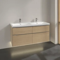 V&b subway 3.0 servantskap 127x57 f/dobbel servant nordic oak m/lys håndtak i krom