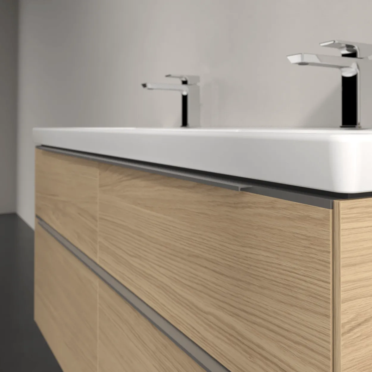 V&b subway 3.0 servantskap 127x57 f/dobbel servant nordic oak m/lys håndtak i krom