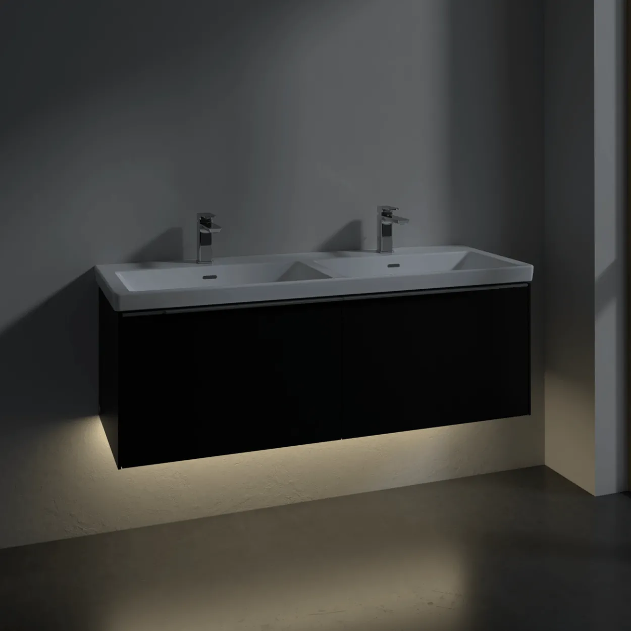 V&b subway 3.0 servantskap 127x42 f/dobbel servant nordic oak m/lys håndtak i krom