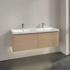 V&b subway 3.0 servantskap 127x42 f/dobbel servant nordic oak m/lys håndtak i krom