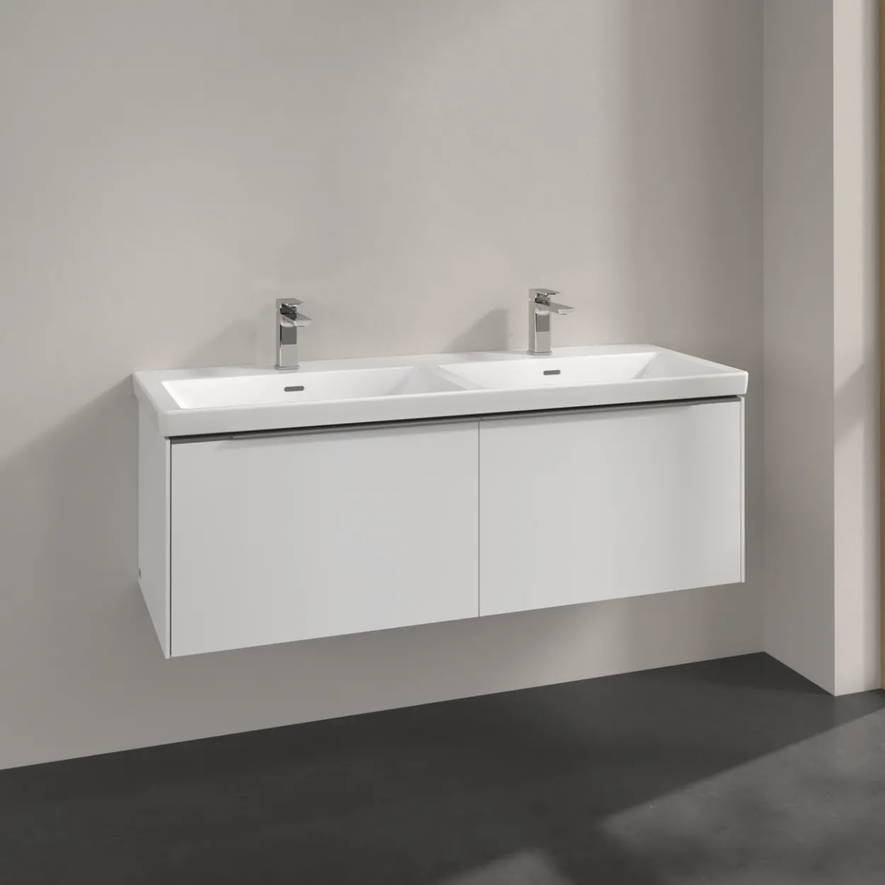 V&b subway 3.0 servantskap 127x42 f/dobbel servant pure white håndtak i krom
