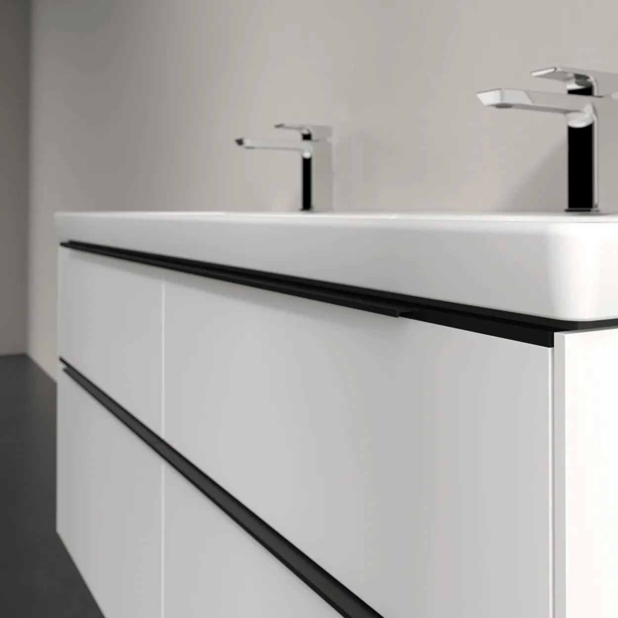 V&b subway 3.0 servantskap 127x57 f/dobbel servant pure white håndtak i volcano black