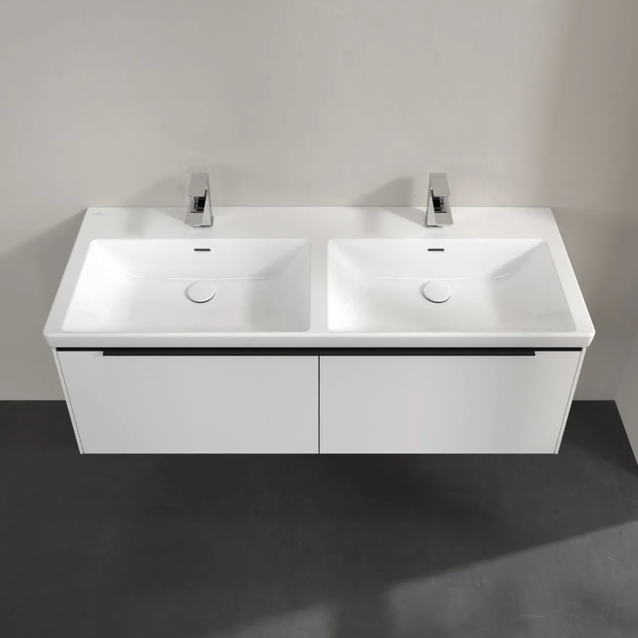 V&b subway 3.0 servantskap 127x42 f/dobbel servant pure white håndtak i volcano black
