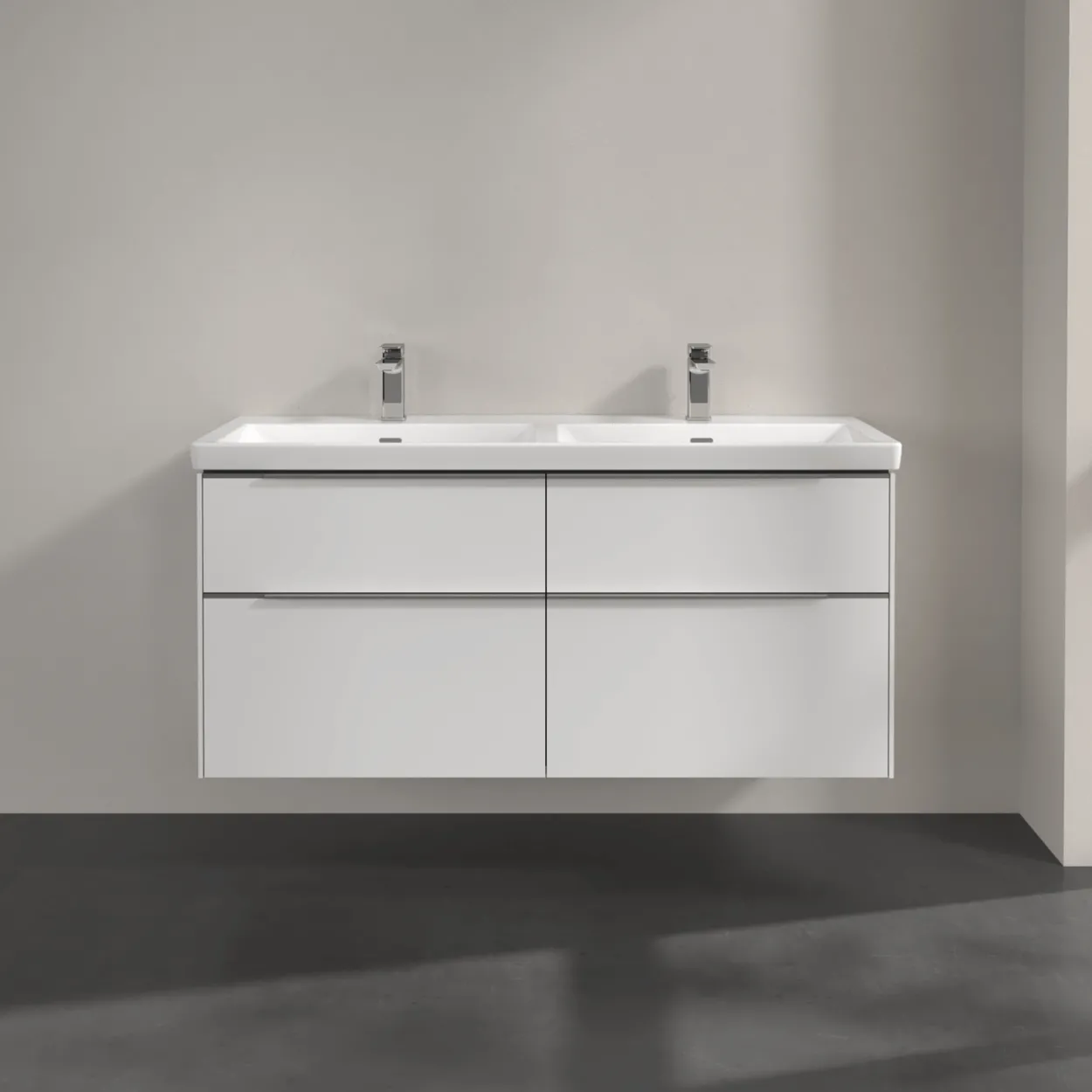 V&b subway 3.0 servantskap 127x57 f/dobbel servant pure white håndtak i krom
