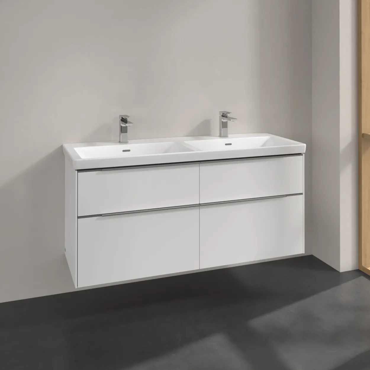 V&b subway 3.0 servantskap 127x57 f/dobbel servant pure white håndtak i krom