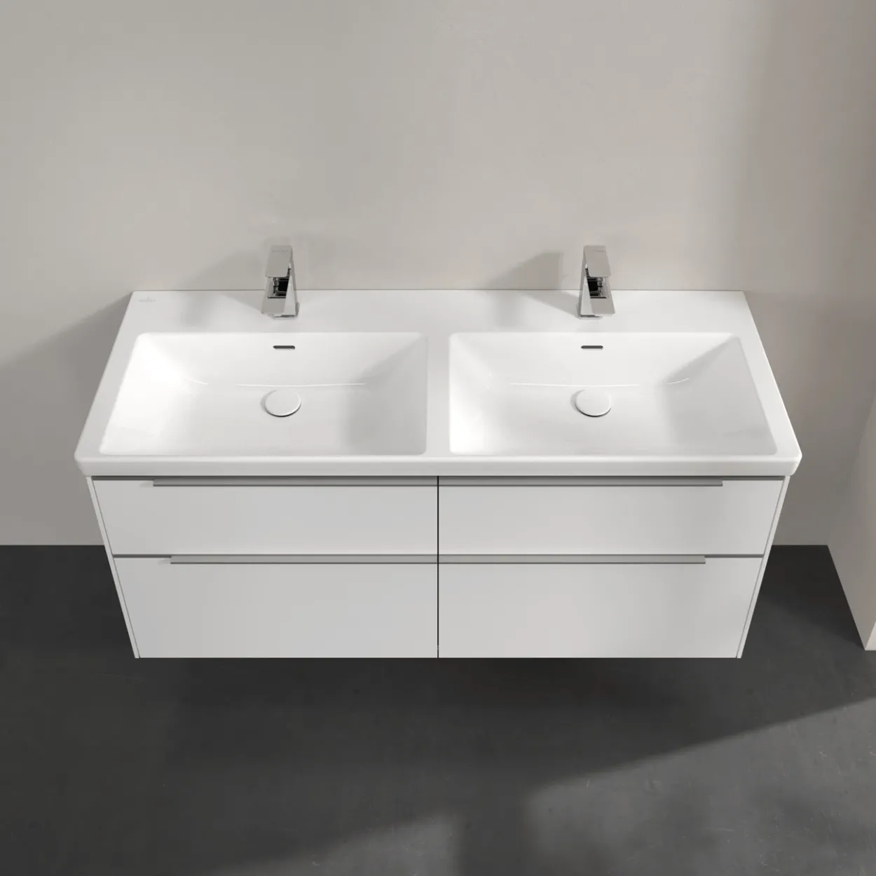 V&b subway 3.0 servantskap 127x57 f/dobbel servant pure white håndtak i krom