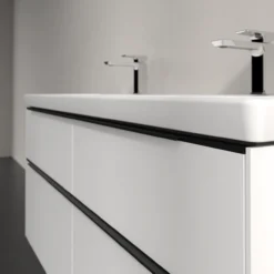 V&b subway 3.0 servantskap 127x57 f/dobbel servant pure white m/lys håndtak i volcano black