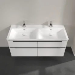 V&b subway 3.0 servantskap 127x57 f/dobbel servant pure white m/lys håndtak i volcano black