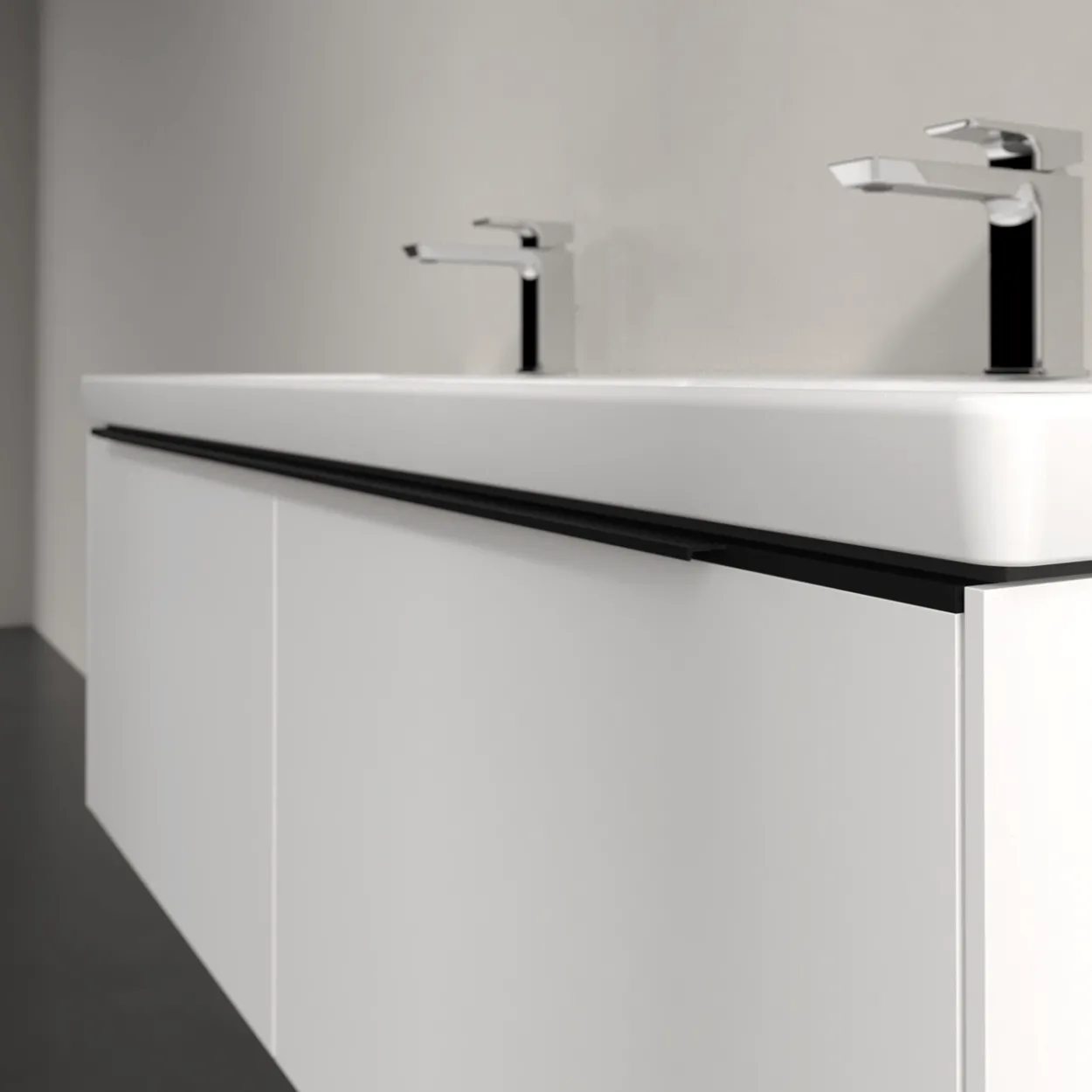 V&b subway 3.0 servantskap 127x42 f/dobbel servant pure white m/lys håndtak i volcano black