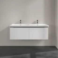 V&b subway 3.0 servantskap 127x42 f/dobbel servant pure white m/lys håndtak i volcano black