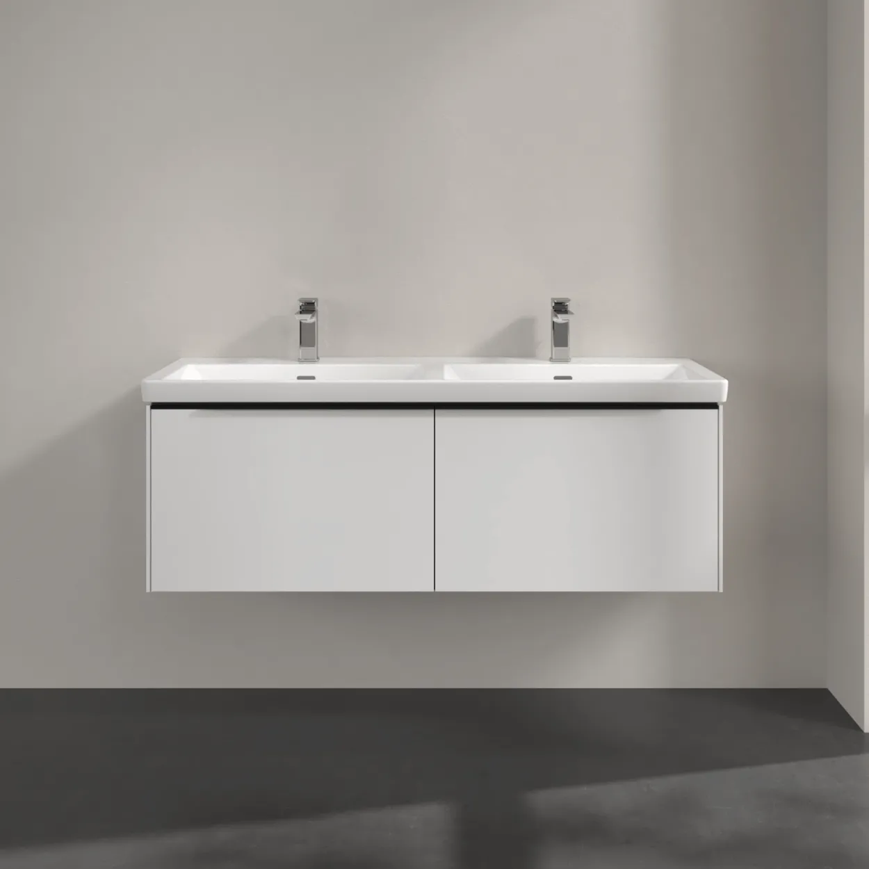V&b subway 3.0 servantskap 127x42 f/dobbel servant pure white m/lys håndtak i volcano black