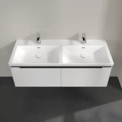 V&b subway 3.0 servantskap 127x42 f/dobbel servant pure white m/lys håndtak i volcano black