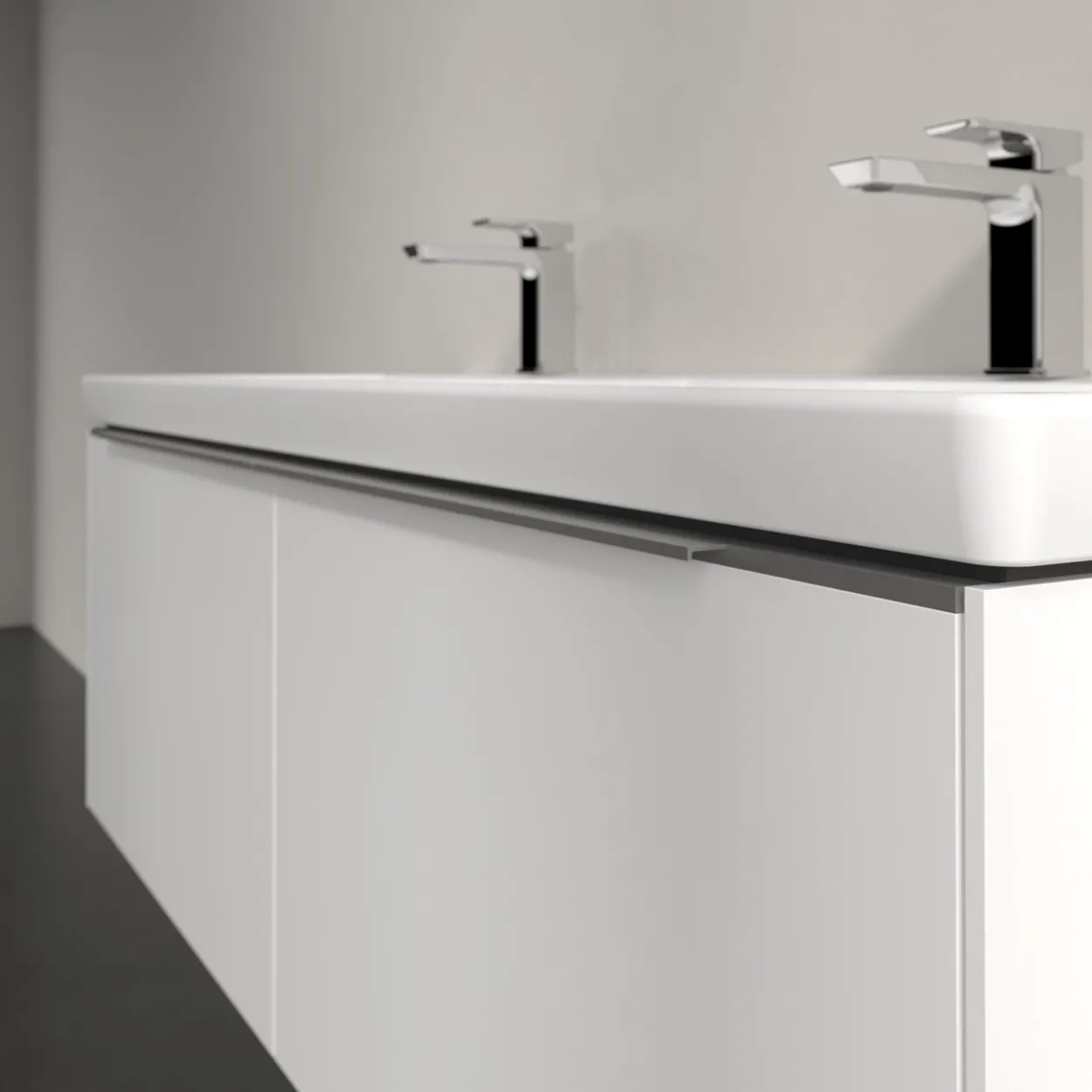 V&b subway 3.0 servantskap 127x42 f/dobbel servant pure white m/lys håndtak i krom