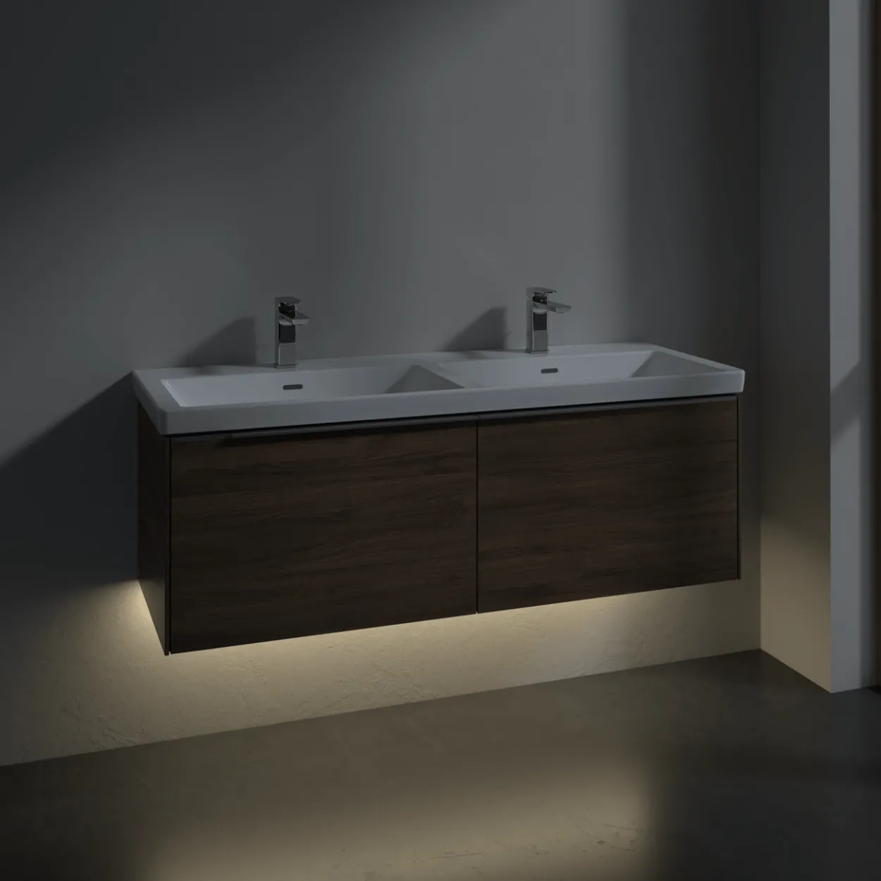 V&b subway 3.0 servantskap 127x42 f/dobbel servant pure white m/lys håndtak i krom