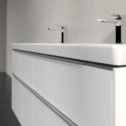 V&b subway 3.0 servantskap 127x57 f/dobbel servant pure white m/lys håndtak i krom