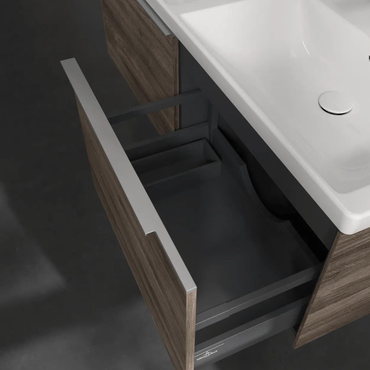V&b subway 3.0 servantskap 127x42 f/dobbel servant stone oak håndtak i krom