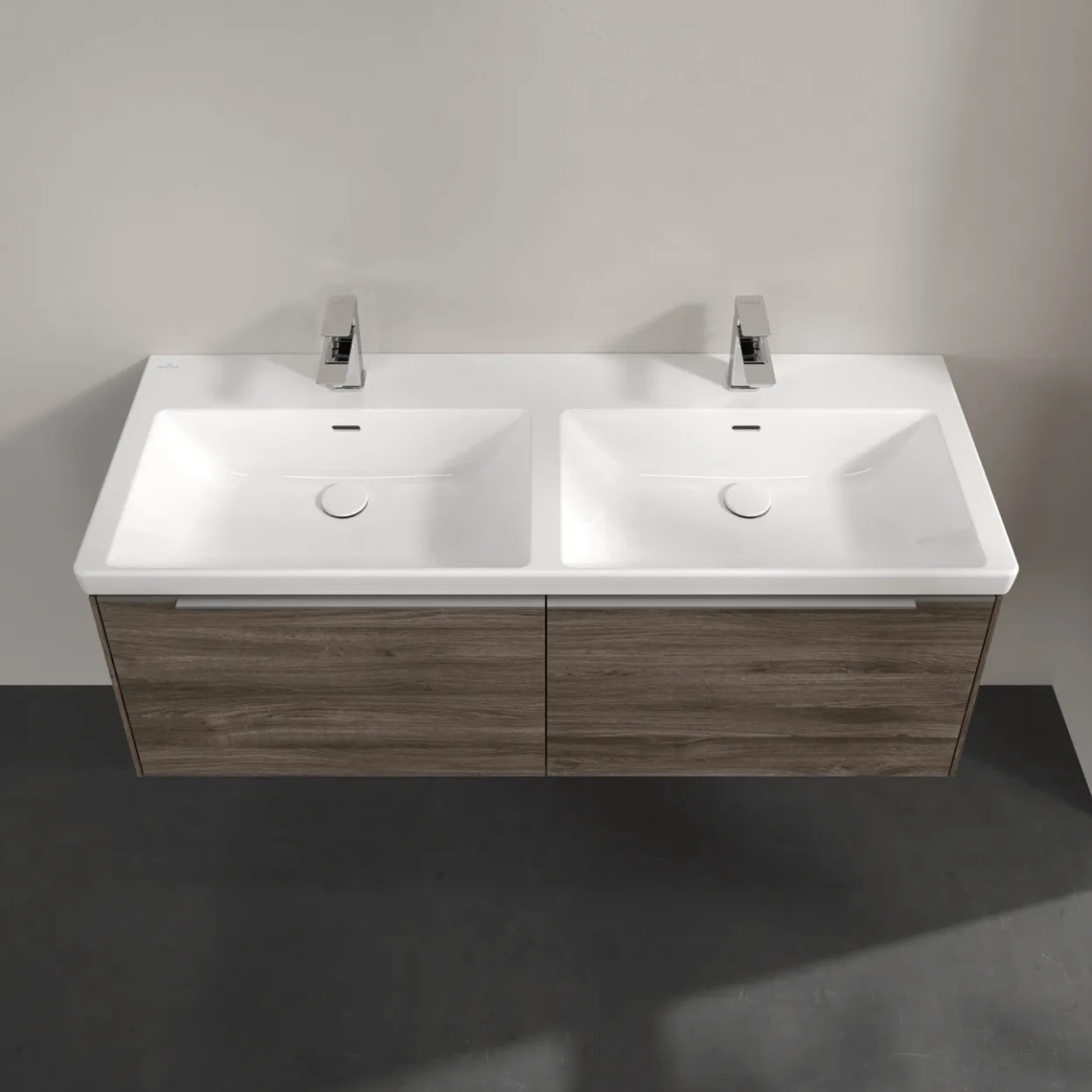 V&b subway 3.0 servantskap 127x42 f/dobbel servant stone oak håndtak i krom
