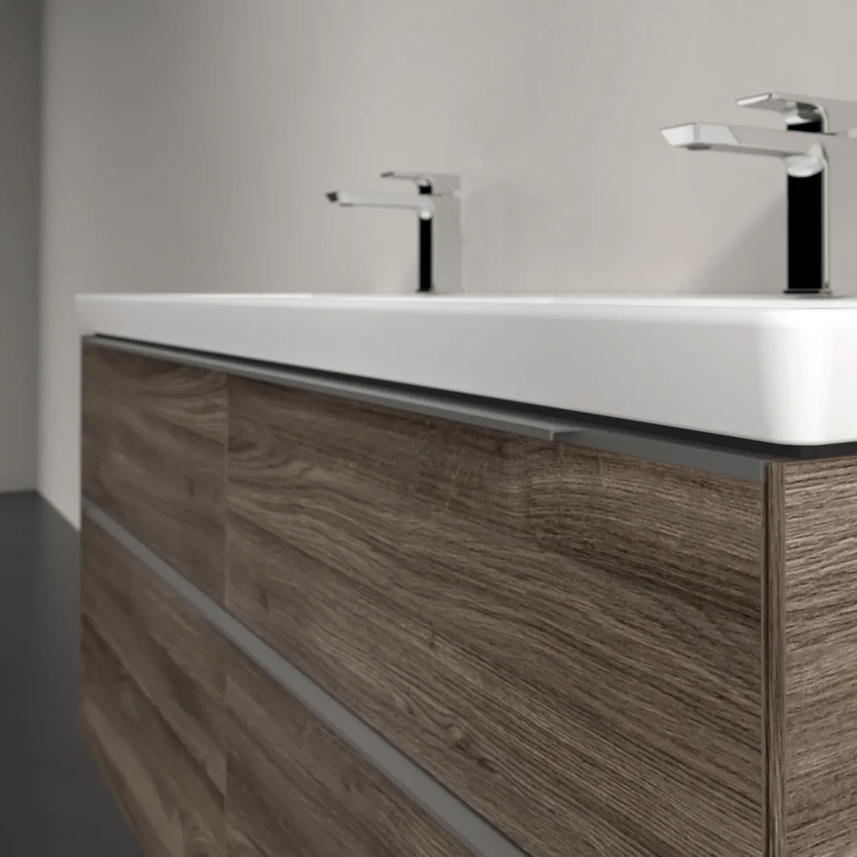 V&b subway 3.0 servantskap 127x57 f/dobbel servant stone oak håndtak i krom