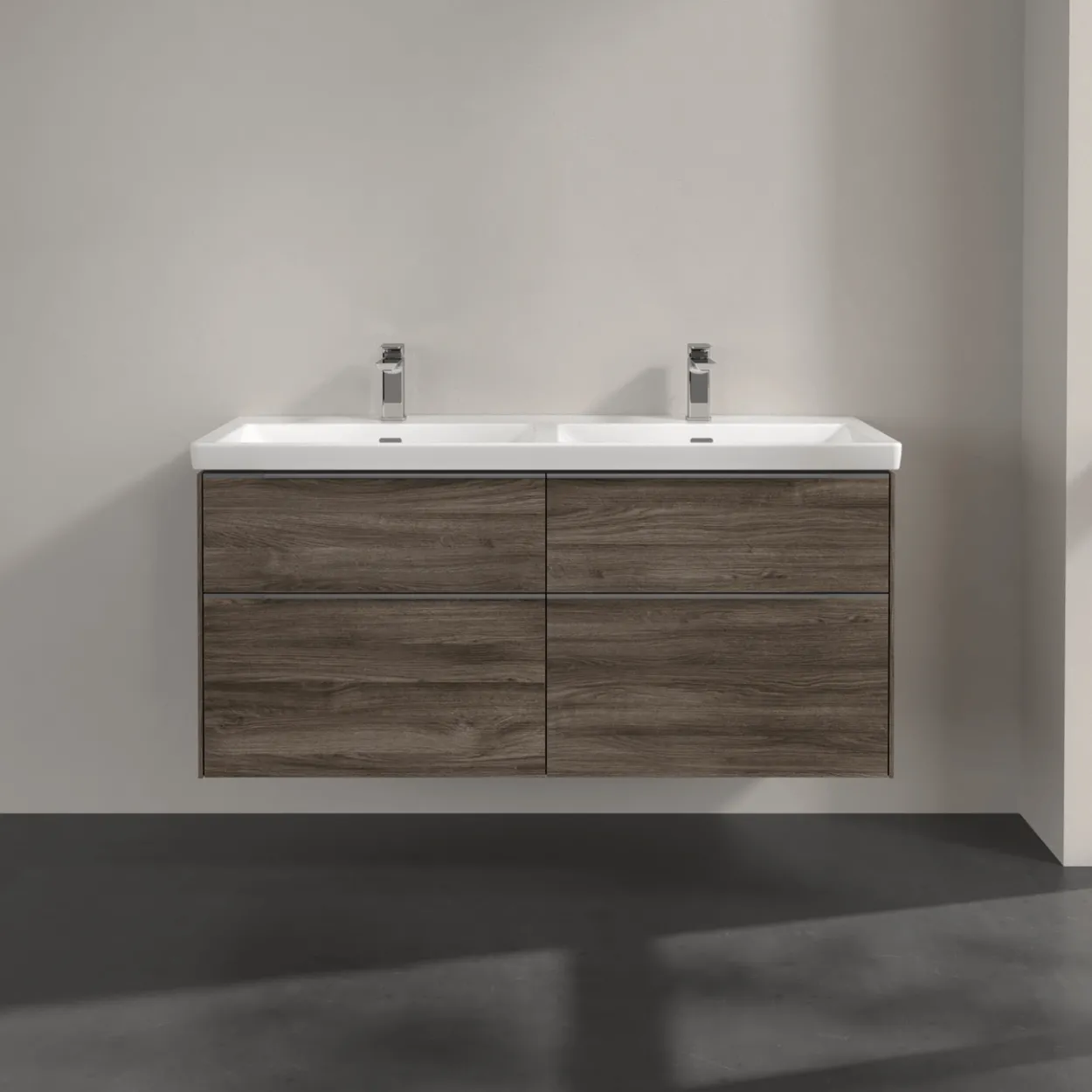 V&b subway 3.0 servantskap 127x57 f/dobbel servant stone oak håndtak i krom