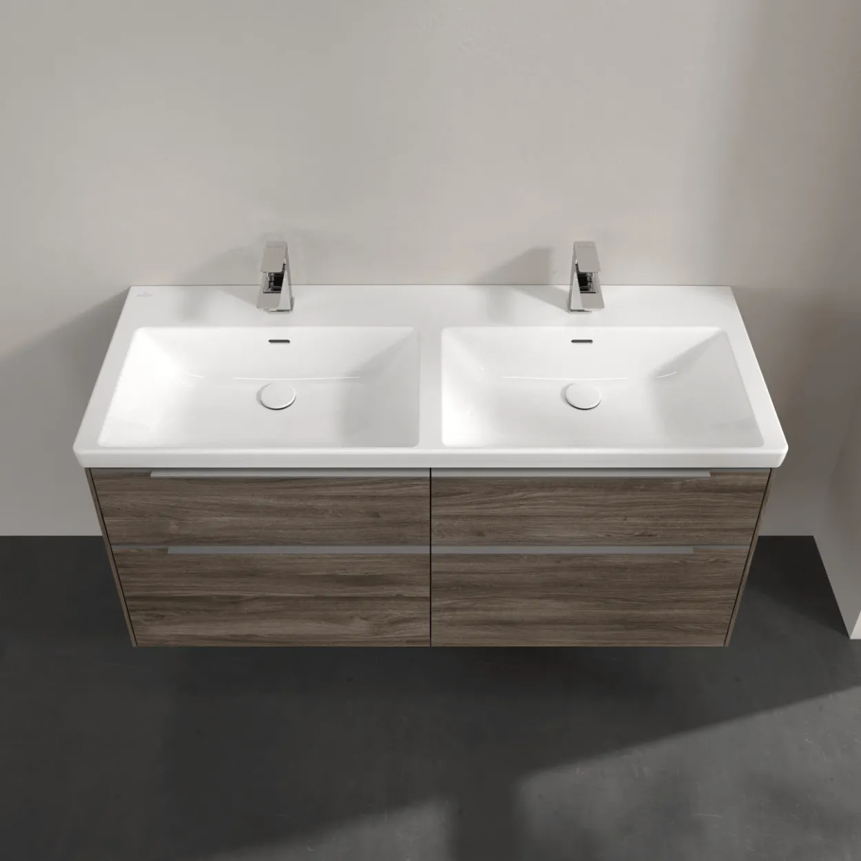 V&b subway 3.0 servantskap 127x57 f/dobbel servant stone oak håndtak i krom