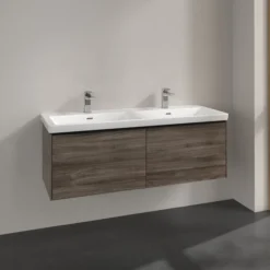 V&b subway 3.0 servantskap 127x42 f/dobbel servant stone oak håndtak i volcano black