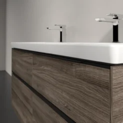 V&b subway 3.0 servantskap 127x57 f/dobbel servant stone oak m/lys håndtak i volcano black