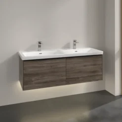 V&b subway 3.0 servantskap 127x42 f/dobbel servant stone oak m/lys håndtak i volcano black