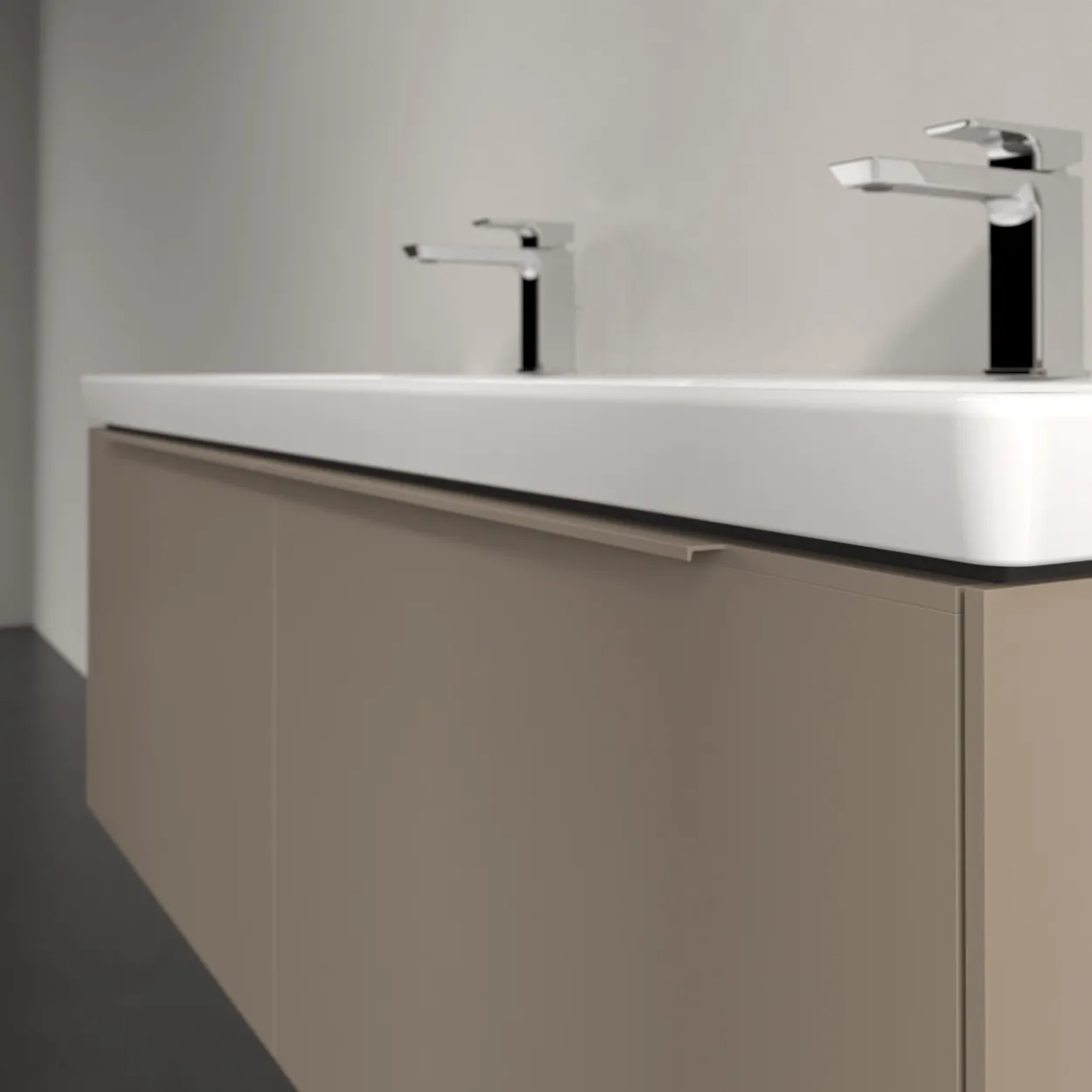 V&b subway 3.0 servantskap 127x42 f/dobbel servant taupe håndtak i møbelets farge