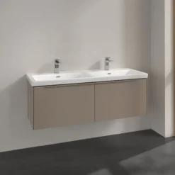 V&b subway 3.0 servantskap 127x42 f/dobbel servant taupe håndtak i møbelets farge