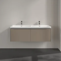 V&b subway 3.0 servantskap 127x42 f/dobbel servant taupe m/lys håndtak i krom