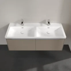 V&b subway 3.0 servantskap 127x42 f/dobbel servant taupe m/lys håndtak i krom