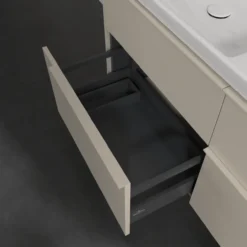 V&b subway 3.0 servantskap 127x57 f/dobbel servant taupe m/lys håndtak i møbelets farge