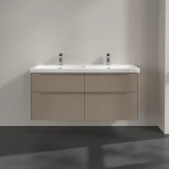 V&b subway 3.0 servantskap 127x57 f/dobbel servant taupe m/lys håndtak i møbelets farge