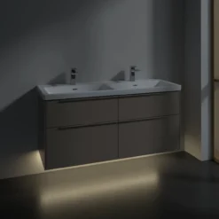V&b subway 3.0 servantskap 127x57 f/dobbel servant taupe m/lys håndtak i møbelets farge