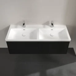 V&b subway 3.0 servantskap 127x42 f/dobbel servant volcano black håndtak i møbelets farge