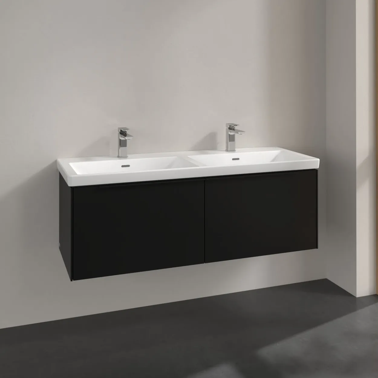 V&b subway 3.0 servantskap 127x42 f/dobbel servant volcano black håndtak i møbelets farge