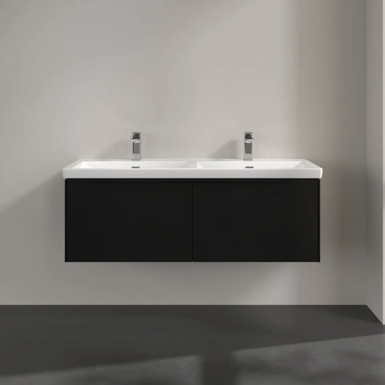 V&b subway 3.0 servantskap 127x42 f/dobbel servant volcano black håndtak i møbelets farge