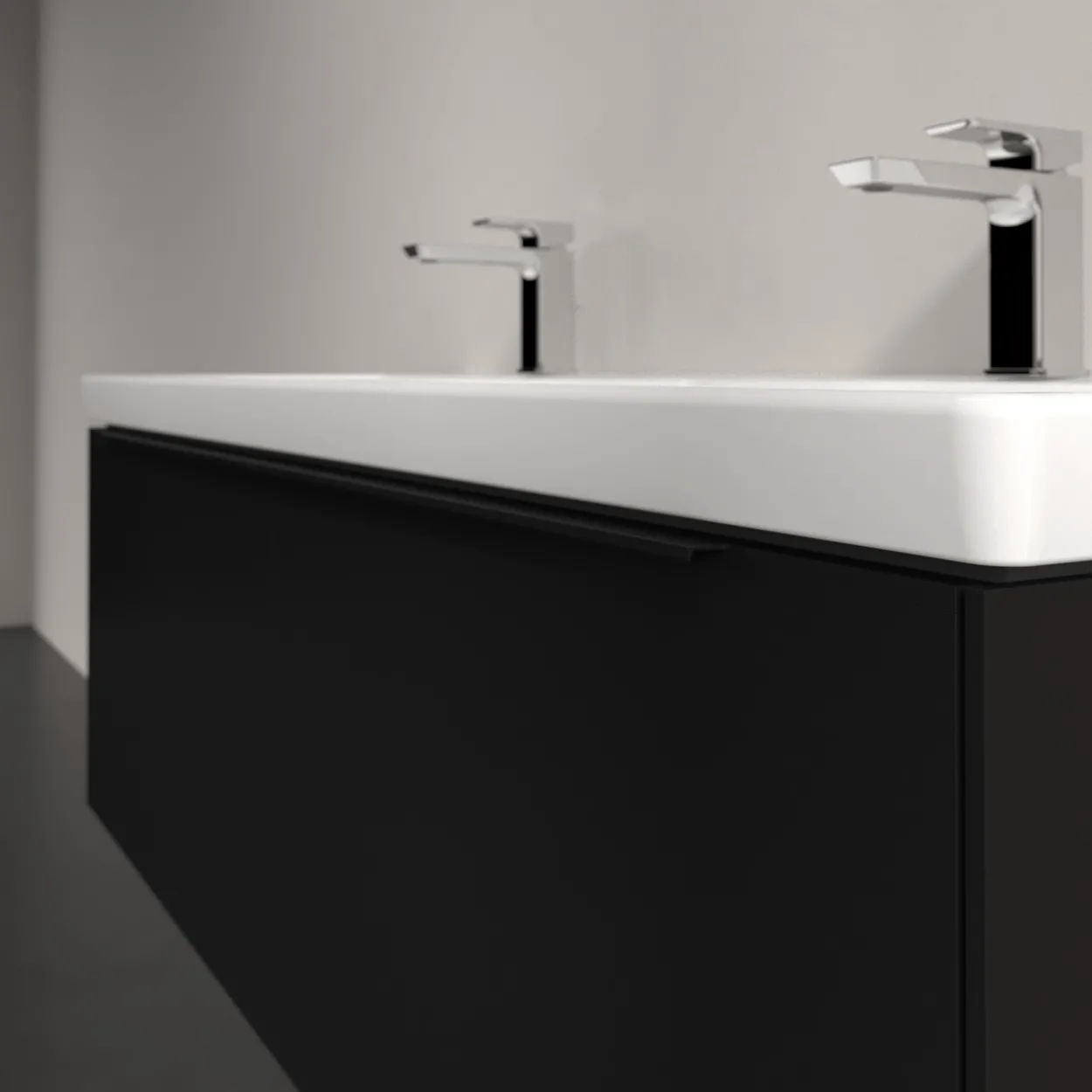 V&b subway 3.0 servantskap 127x42 f/dobbel servant volcano black håndtak i møbelets farge