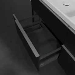 V&b subway 3.0 servantskap 127x57 f/dobbel servant volcano black håndtak i krom