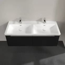 V&b subway 3.0 servantskap 127x42 f/dobbel servant volcano black håndtak i krom