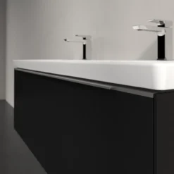 V&b subway 3.0 servantskap 127x42 f/dobbel servant volcano black håndtak i krom
