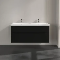 V&b subway 3.0 servantskap 127x57 f/dobbel servant volcano black håndtak i møbelets farge
