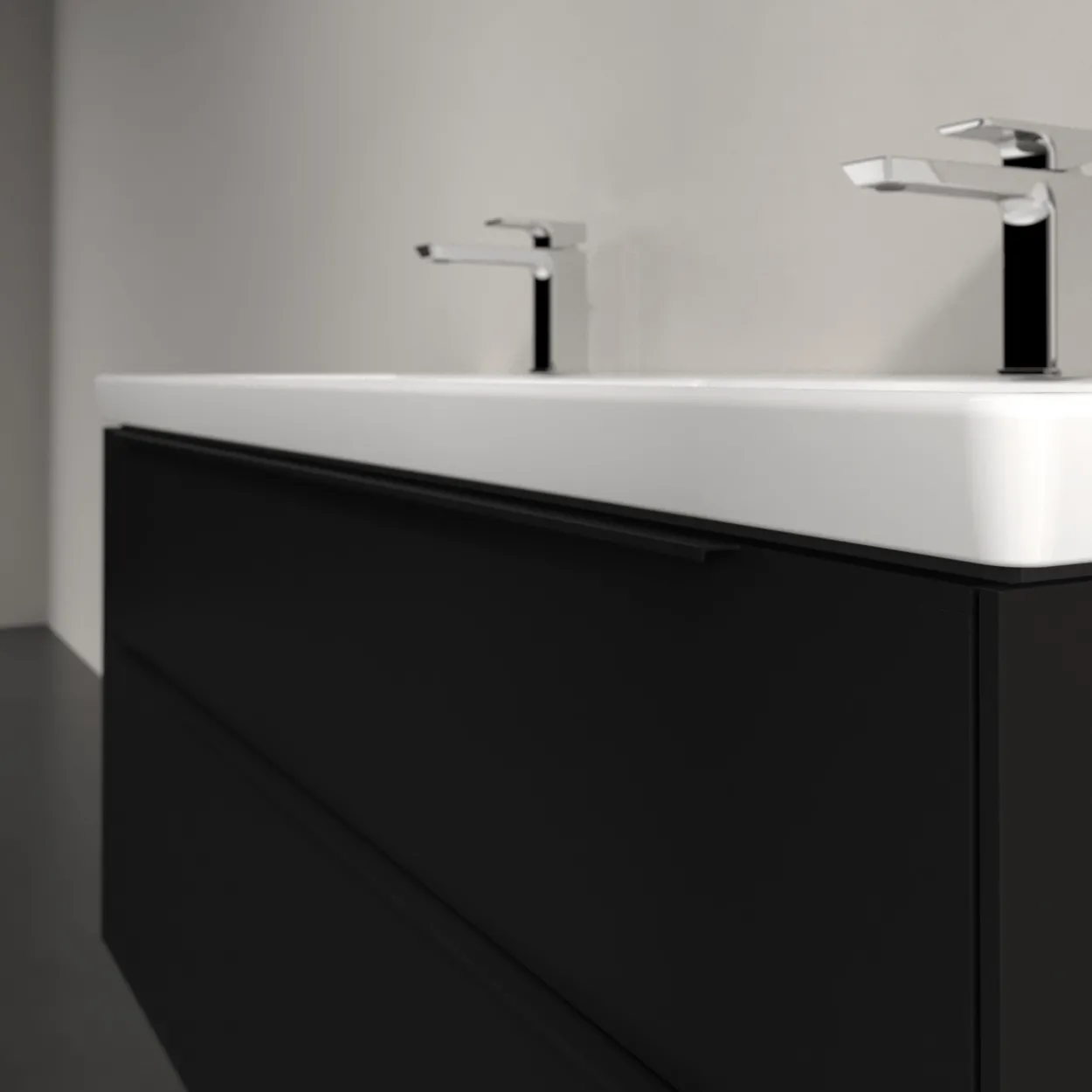 V&b subway 3.0 servantskap 127x57 f/dobbel servant volcano black håndtak i møbelets farge