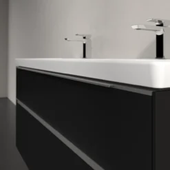 V&b subway 3.0 servantskap 127x57 f/dobbel servant volcano black m/lys håndtak i krom