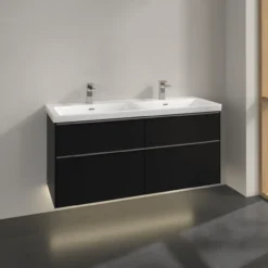 V&b subway 3.0 servantskap 127x57 f/dobbel servant volcano black m/lys håndtak i krom