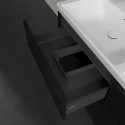 V&b subway 3.0 servantskap 127x57 f/dobbel servant volcano black m/lys håndtak i møbelets farge