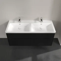 V&b subway 3.0 servantskap 127x57 f/dobbel servant volcano black m/lys håndtak i møbelets farge